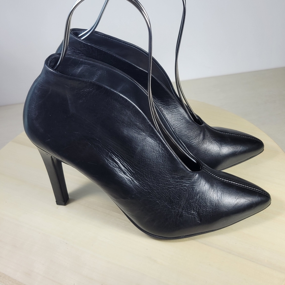 Paul Green Black Leather Heeled Boots Booties Women's Size 5.5